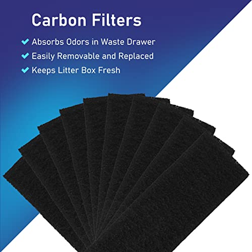 PET STANDARD Replacement Carbon Filters & 1 Replacement Seal Strip Set Compatible with Litter-Robot 3® Self-Cleaning Cat Litter Box, Pack of 10