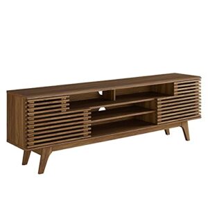modway render 71″ mid-century modern low profile media console tv stand, 71 inch, walnut
