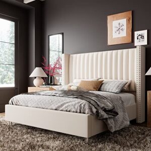 jocisland platform bed frame velvet tufted upholstered bed king size