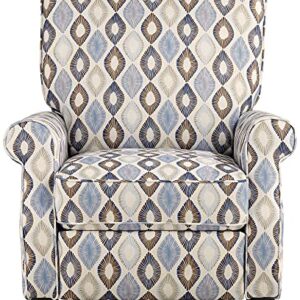 Elm Lane Blue Diamond Recliner Chair Modern Armchair Comfortable Push Manual Reclining Footrest Upholstered for Bedroom Living Room Reading Home Relax Office Napping