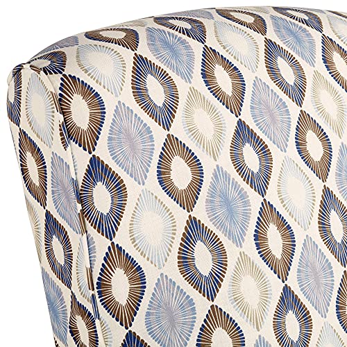 Elm Lane Blue Diamond Recliner Chair Modern Armchair Comfortable Push Manual Reclining Footrest Upholstered for Bedroom Living Room Reading Home Relax Office Napping