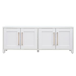 Henn&Hart Rectangular TV Stand for TV's up to 80" in White, TV Stands for the Living Room