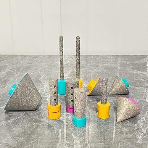 GYTYCATAH Diamond Beveling Chamfer Bits, Diamond Countersink Drill Bits for Existing Holes Enlarging Shaping Trimming in Tile Marble Glass Granite Ceramic, 27mm to 82mm Dia, 5/8"-11 Threads (Yellow)