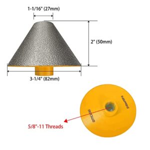 GYTYCATAH Diamond Beveling Chamfer Bits, Diamond Countersink Drill Bits for Existing Holes Enlarging Shaping Trimming in Tile Marble Glass Granite Ceramic, 27mm to 82mm Dia, 5/8"-11 Threads (Yellow)