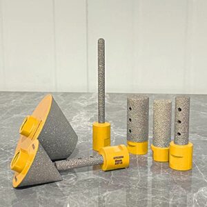 GYTYCATAH Diamond Beveling Chamfer Bits, Diamond Countersink Drill Bits for Existing Holes Enlarging Shaping Trimming in Tile Marble Glass Granite Ceramic, 27mm to 82mm Dia, 5/8"-11 Threads (Yellow)