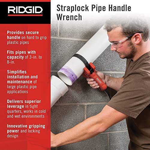 RIDGID 42478 STRAPLOCK Pipe Handle 7" Strap Wrench, Red