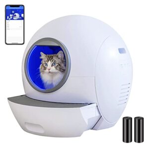 els pet self cleaning cat litter box, no scooping automatic litter box for multiple cats, health/safety/odorless, 60l large smart cat litter box with app control