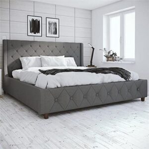 COSMOLiving by COSMOPOLITAN Mercer Upholstered Bed - King - Grey Linen