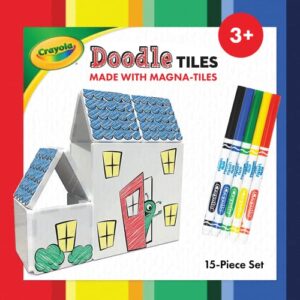 Magna-Tiles Structure-Building Set for Kids, Crayola Doodle Tiles Magnetic Tiles, Magnetic Kids’ Building Toys, STEM Toys for Boys and Girls Ages 3+, 10 Pieces, by CreateOn