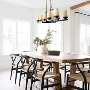 ALICE HOUSE 39.5" Dining Room Chandeliers with Marble Shade, Brown Finish,10 Light Farmhouse Kitchen Island Lights AL9051-P10