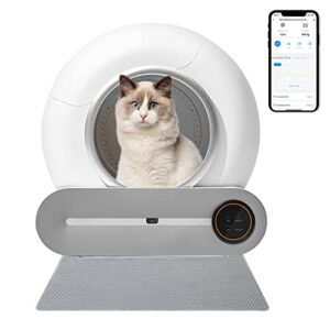 self-cleaning cat litter box, automatic smart 65l+9l large cleaning litter box, app control odor removal litter box for multiple cats