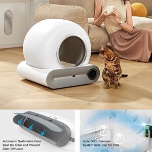 Self-Cleaning Cat Litter Box, Automatic Smart 65L+9L Large Cleaning Litter Box, APP Control Odor Removal Litter Box for Multiple Cats