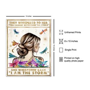 Inspirational Positive Quotes Wall Decor - She Whispered Back I Am The Storm - Hippie Boho Wall Art - Motivational Poster - Encouragement Gifts for Women - Rustic Bedroom Living Room Home Office