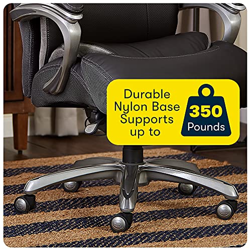 Serta Big and Tall Executive Office Chair with AIR Technology and Smart Layers Premium Elite Foam, Supports up to 350 Pounds, Bonded Leather, Black