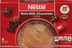 nestle hot cocoa mix rich milk chocolate 8 x 0.85 ounces carton