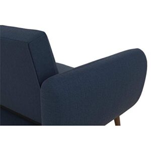 Novogratz Brittany Sofa Futon, Premium Linen Upholstery and Wooden Legs, Blue Linen