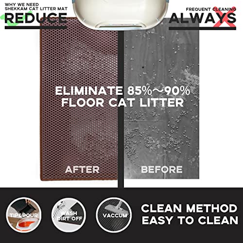 Shekkam Cat Litter Mat Litter Trapping Mat: Large Double-Layered Kitty Litter Mat for Litter Box, No Mess, Easy Clean Cat Litter Rug Catcher