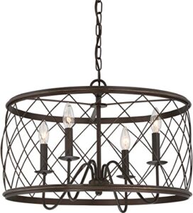 quoizel rdy2821pn dury cage pendant lighting, 4-light, 240 watts, palladian bronze (15″ h x 22″ w)