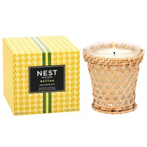 nest new york grapefruit decorative rattan scented classic candle, 8 ounces