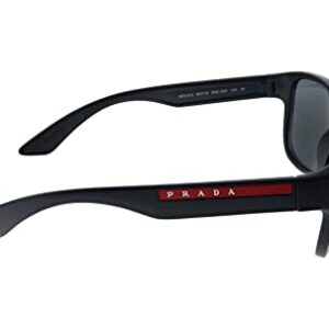 Prada Linea Rossa PS 01US DG05S0 Black Plastic Square Sunglasses Grey Lens