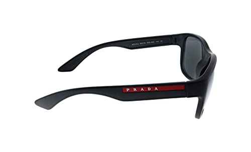 Prada Linea Rossa PS 01US DG05S0 Black Plastic Square Sunglasses Grey Lens