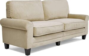serta copenhagen 78″ sofa – pillowed back cushions and rounded arms, durable modern upholstered fabric – marzipan