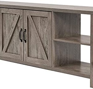 70 Inch TV Stand for 75 Inch TV Entertainment Center Farmhouse, Modern Barn Door TV Console Table with Storage Cabinets and Shelves for TVs Up to 75", Rustic Gray Wash