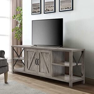 70 Inch TV Stand for 75 Inch TV Entertainment Center Farmhouse, Modern Barn Door TV Console Table with Storage Cabinets and Shelves for TVs Up to 75", Rustic Gray Wash