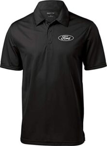 white ford oval crest chest print textured polo shirt, black xl