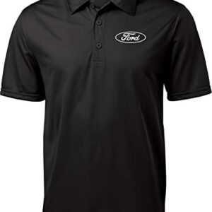 White Ford Oval Crest Chest Print Textured Polo Shirt, Black XL