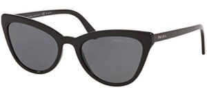 prada catwalk pr 01vs 1ab5z1 black plastic cat-eye sunglasses grey polarized lens