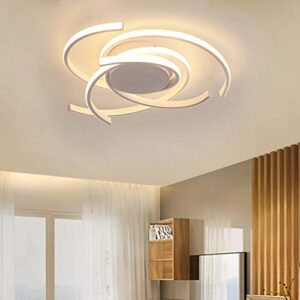 led bedroom light modern chic design flush mount ceiling lamp dimmable acrylic panel unique minimalist livingroom pendant light with remote control dining room kitchen island office hanging (white)