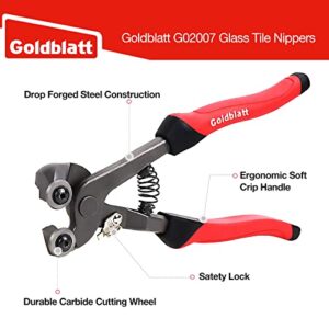 Goldblatt 2 Piece Glass Tile Nippers Set - Heavy Duty Wheeled Glass Mosaic Nipper & Hd Ceramic Tile Nipper, Tile Cutter Pliers Soft-grip Handle - Shapping Plier, Nipper Cutting Tools, Stone, Metal