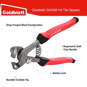 Goldblatt 2 Piece Glass Tile Nippers Set - Heavy Duty Wheeled Glass Mosaic Nipper & Hd Ceramic Tile Nipper, Tile Cutter Pliers Soft-grip Handle - Shapping Plier, Nipper Cutting Tools, Stone, Metal