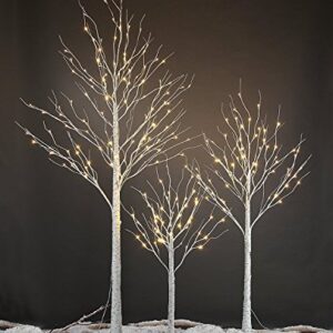 LIGHTSHARE 4 feet 6 feet and 8 Feet Birch Tree,Warm White, for Home,Pack of 3, Festival, Party, and Christmas Decoration, Indoor and Outdoor Use