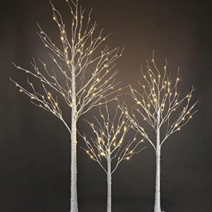 LIGHTSHARE 4 feet 6 feet and 8 Feet Birch Tree,Warm White, for Home,Pack of 3, Festival, Party, and Christmas Decoration, Indoor and Outdoor Use