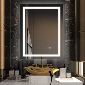 exbrite led bathroom mirror with light, led bathroom mirror 28 x 36 inch dimmable anti-fog wall mounted vanity mirror,night light, cri 90+, color temperature 5000k (horizontal/vertical install)
