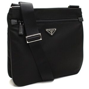 prada midnight black tessuto nylon & saffian leather designer crossbody messenger travel bag for women and for men 2vh563