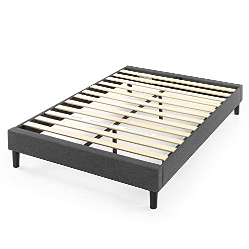 ZINUS Curtis Upholstered Platform Bed Frame / Mattress Foundation / Wood Slat Support / No Box Spring Needed / Easy Assembly, Grey, Queen