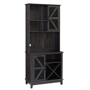 lounge or dining room stylish and modern charcoal liquor bar cabinet with a mix of cabinets and shelves and wine rack