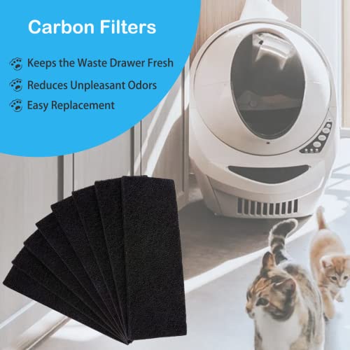 8 Pack Carbon Filters Compatible with Litter-Robot 3, Activated Charcoal Cat Litter Box Replacement Filters Thickened & Durable to Absorbs Odors | Controls Moisture | Keep Home Fresh