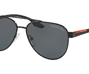 Prada PS54TS LIFESTYLE 1AB5Z1 58M Black/Grey Polarized Pilot Sunglasses For Men + BUNDLE with Designer iWear Complimentary Eyewear Care Kit