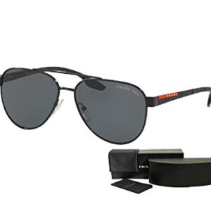 Prada PS54TS LIFESTYLE 1AB5Z1 58M Black/Grey Polarized Pilot Sunglasses For Men + BUNDLE with Designer iWear Complimentary Eyewear Care Kit