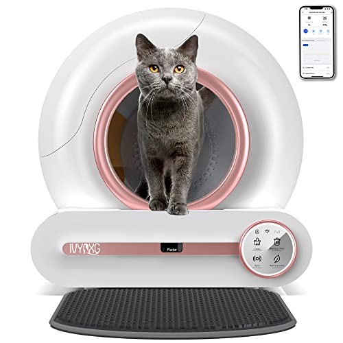 Litter Box Self Cleaning Easy to Use - Pet Friendly Automatic Cat Litter Box with Clean Air - Large Space Kitty Litter Box Self Cleaning - Cat Litter Box Smart