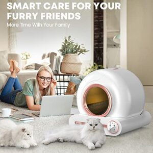 Litter Box Self Cleaning Easy to Use - Pet Friendly Automatic Cat Litter Box with Clean Air - Large Space Kitty Litter Box Self Cleaning - Cat Litter Box Smart