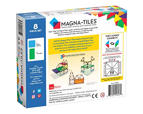 Magna Tiles Rectangles Expansion Set, The Original Magnetic Building Tiles for Creative Open-Ended Play, Educational Toys for Children Ages 3 Years + (8 Pieces)