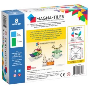 Magna Tiles Rectangles Expansion Set, The Original Magnetic Building Tiles for Creative Open-Ended Play, Educational Toys for Children Ages 3 Years + (8 Pieces)