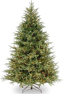 national tree company pre-lit ‘feel real’ artificial full christmas tree, green, frasier grande, white lights, includes stand, 7.5 feet