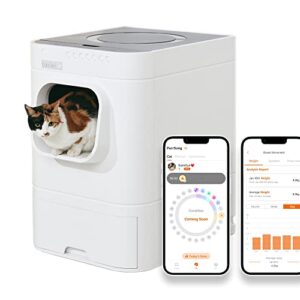 lavviebot s robotic litter box – self-cleaning – automatic refills – monitor multiple cats health – natural gel deodorizer