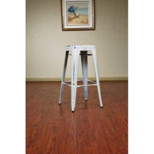 OSP Home Furnishings Bristow Antique Metal Barstool, 30-Inch, 4-Pack, Antique White